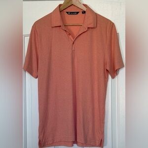 TravisMathew Polo Shirt Men’s M Coral 🪸Heather Soft Knit Casual Golf Peru